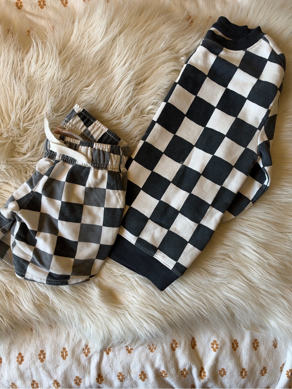 Cat & Jack Black and White Checkerboard Kids Shorts Set